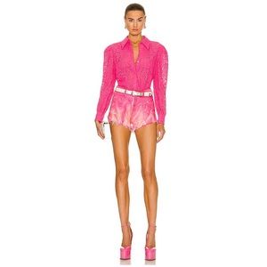 NWT L’Agence Jenica Lace Long Sleeve Blouse in Rose Large